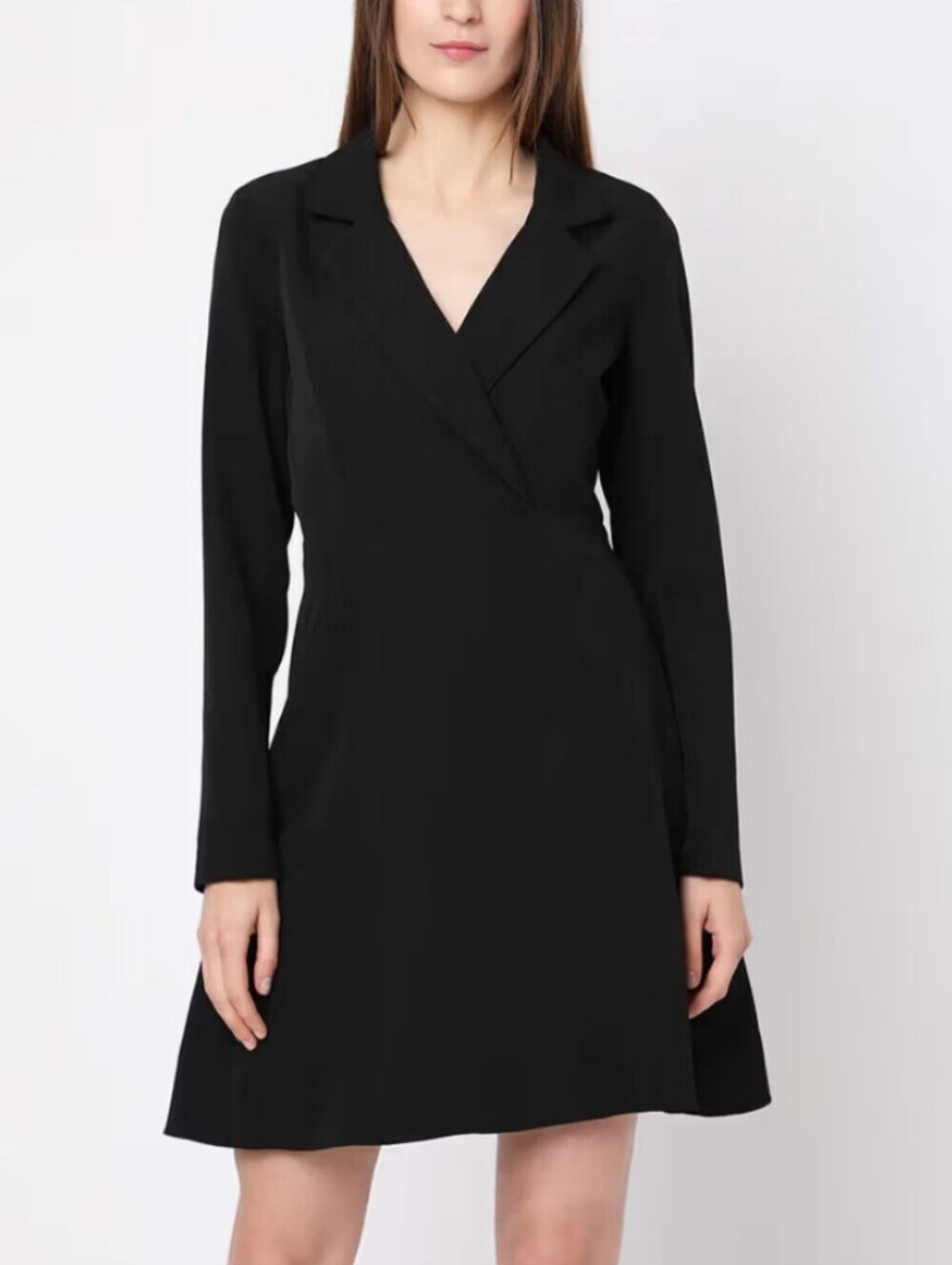 Vero Moda Black Long-Sleeve Wrap Blazer Dress